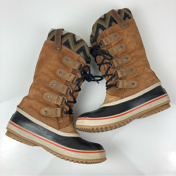 Sorel Women’s Joan Of Arctic Brown Leather Waterproof Winter Snow Boots Size 7.0 - Picture 6 of 12